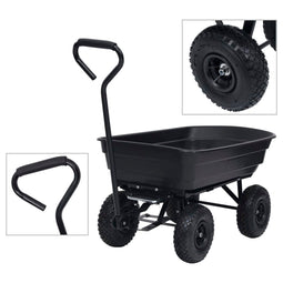 Tuinkiepwagen 300 kg 75 L zwart