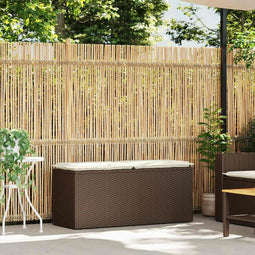 vidaXL - Tuinbank - met - kussen - 110x40x44 - cm - poly - rattan - bruin