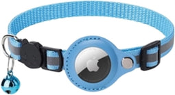 Croci halsband voor kat met tag houder lichtblauw 19-26x1,5 cm