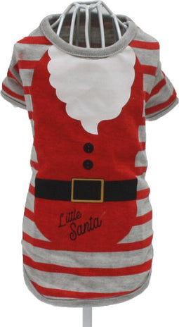 Croci t-shirt hond little santa gestreept grijs / rood (25 CM)