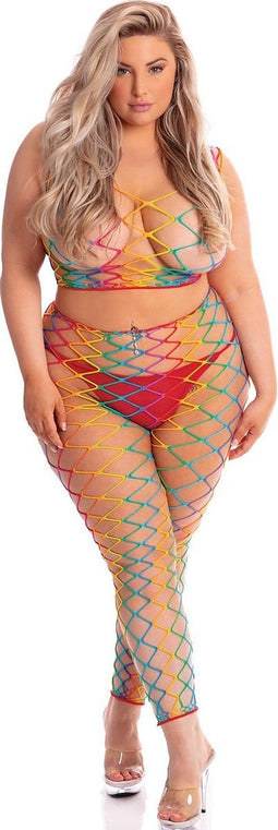 Crop top en legging Plus Size regenboogkleuren Pink Lipstick - - XL/3XL
