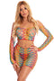 Crop top en rokje regenboogkleuren Pink Lipstick - OS