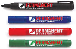 Crown permanent marker, schuine punt, schrijfbreedte 1 - 3 mm, etui van 4 stuks