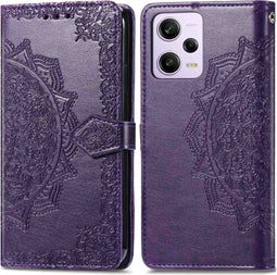 iMoshion Hoesje Geschikt voor Xiaomi Redmi Note 12 Pro Plus Hoesje Met Pasjeshouder - iMoshion Mandala Bookcase - Paars
