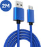 CS Consoleskins Oplaadkabel geschikt voor PS4 - 2 Meter - Snelle Oplader geschikt voor PlayStation 4 Controller - Micro USB Kabel – Nylon Gevlochten Snellader - Accessoires geschikt voor PS4 - Blauw