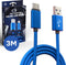 CS Consoleskins Oplaadkabel geschikt voor PS4 - 3 Meter - Snelle Oplader geschikt voor PlayStation 4 Controller - Micro USB Kabel – Nylon Gevlochten Snellader - Accessoires geschikt voor PS4 - Blauw