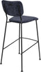 Zuiver Benson Barkruk - Zithoogte 75 Cm - Set Van 2 - Stof Donkerblauw - Zwart Metalen Frame