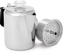 GSI Glacier Stainless Perculator Campingservies en keukenuitrusting 400 ml zilver