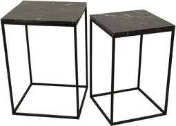 PTMD Volos Set Of 2 Side Tables Brown Marble