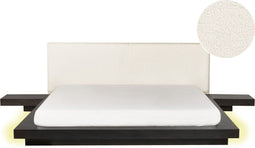 ZEN - Tweepersoonsbed met LED - Donkerhout - 180 x 200 cm - Bouclé