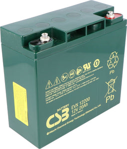 CSB-EVX12200 12 volt AGM loodzuuraccu 20Ah, 181x76.2x167mm, cyclusbestendig, M5 binnendraad