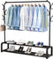 Exxen Industrieel Kledingrek - Metaal - 110x33x150 CM - Zwart - Opbergruimte Voor Schoenen -