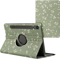 imoshion Tablet Hoes - Geschikt voor Samsung Galaxy Tab S9 11.0 inch FE / Galaxy Tab S10 FE - 360° Draaibare Design Bookcase 2.0 - Green Flowers