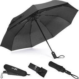 Sunflake Stormparaplu - Opvouwbaar - Stormbestendig tot 140 km/u - Automatisch - Zwart