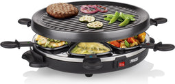 Princess Raclette Grill Party 162725 - Gourmetstel voor 6 personen - Ronde grillplaat 30 cm - Zwart