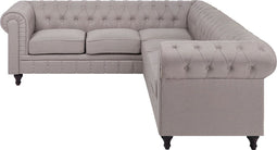CHESTERFIELD - Chesterfield hoekbank - Beige - Rechts - Polyester