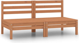 vidaXL - Tuinmiddenbanken - 2 - st - massief - grenenhout - honingbruin