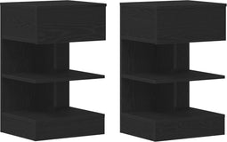 vidaXL - Nachtkastje - 2 - stuks - Zwart - Eiken - 40x35x65 - cm - Engineered - Wood