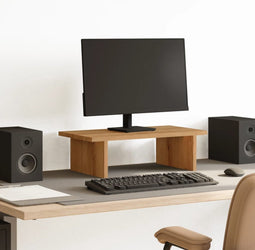 vidaXL - Monitorstandaard - 50x27x15 - cm - bewerkt - hout - artisanaal - eikenkleur