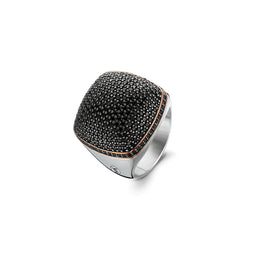 TI SENTO Ring 1929BR - Zilveren dames ring - Zwarte zirkonia - Maat 58