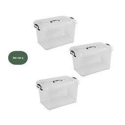 BRASQ Opbergbox Set van 3 - 20 Liter - Stapelbaar - 39x29x18 cm (set van 3)