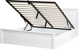 LAMBRES - Tweepersoonsbed met opbergruimte - Wit - 160 x 200 cm - Dennenhout