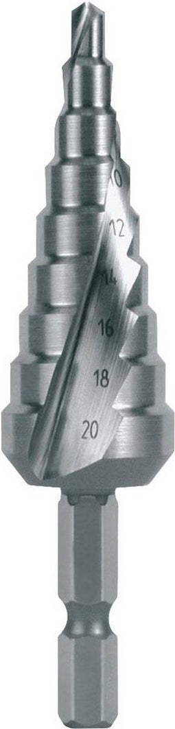 RUKO 101051H - Getrapte boor HSS 4-20 mm - Diepgeslepen spiraalvormige spaangroef (1 stuk)
