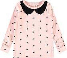 NAME IT MINI NMFSOPAMM LS SLIM TOP - Lange mouwen - All over stippenprint - Zwart kraagdetail - Maat 92