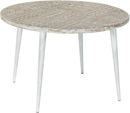 Bijzettafel DKD Home Decor 8424001820115 75 x 75 x 50 cm Gouden Metaal Wit Mangohout (75 x 75 x 50 cm)