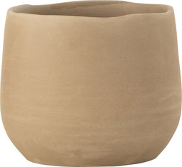 J-Line bloempot Effen - keramiek - beige - medium - 2 stuks - Ø 18 cm