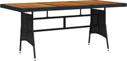 vidaXL - Tuintafel - 160x70x72 - cm - poly - rattan - en - massief - acaciahout - zwart