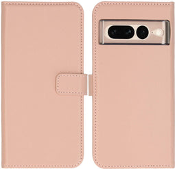 Selencia Pixel 7 Pro - Echt Lederen Bookcase - 3 Pashouders - Dusty Pink