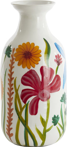 Light&living Vaas deco Ø20x45 cm EKIMULI wit+bloemen