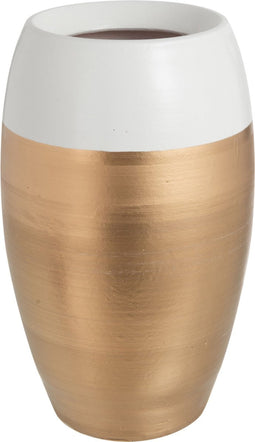 J-Line vaas Boord Terracotta - wit/goud - large - 30.5 cm hoog