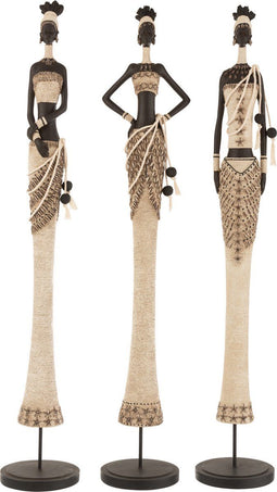 J-Line Afrikaanse Vrouw Poly Bruin/Beige Small Assortiment Van 3