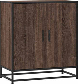 vidaXL - Dressoir - 68x35x76 - cm - bewerkt - hout - en - metaal - bruin - eikenkleur