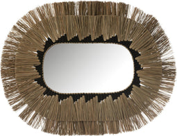 J-Line spiegel Ovaal Motief 2 lagen - glas - naturel/zwart - 115 x 90 cm