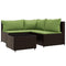 4-delige Loungeset met kussens poly rattan bruin