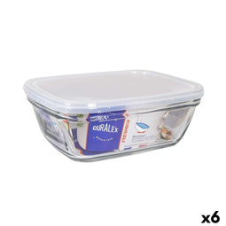 Rechthoekige lunchbox met deksel Duralex Freshbox Transparant 1,7 L 21,5 x 16,5 x 8 cm (6 Stuks)