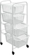 Metaltex - Keukentrolley Miami - 4 Mandjes - Met Wielen - Wit - 30x38x83 cm