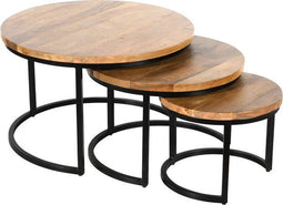 Boltze Tafel Lapjo 3 dlg. Set 3 Salontafel H 30-50 cm B 25-35 cm Mango Mangifera indica