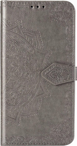 Hoesje Met Pasjeshouder Geschikt voor Xiaomi Redmi 9A - Mandala Bookcase - Grijs
