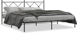 vidaXL - Bedframe - met - hoofdbord - metaal - zwart - 180x200 - cm