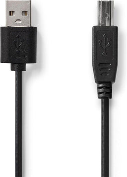 Nedis USB-Kabel - USB 2.0 A Male naar USB 2.0 B Male - 3 m - Vernikkeld - Zwart