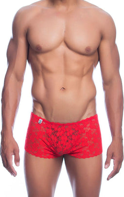 MOB EROTICWEAR - SHORTS ROSE LACE BOY RED S/M