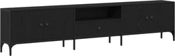 vidaXL - TV-meubel - met - lade - Zwart - Eiken - 200x25x44 - cm - Bewerkt - hout