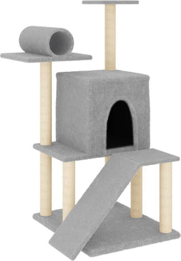 vidaXL - Kattenmeubel - met - sisal - krabpalen - 110,5 - cm - lichtgrijs