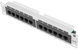Lanberg PPU6-9012-S - Patchpanel - 12 poorten - 1U 10'' - Cat6 UTP - Grijs
