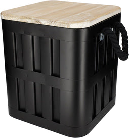 JENS Living opbergbox Daan - Metalen opbergbox poef - 70kg belastbaar - 30 x 30 x 34,5 cm - Zwart