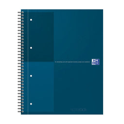 Oxford International - Notebook A4+ gelijnd 4 gaats 80 vel - Stevige kartonnen kaft - Petrol